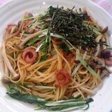 水菜としめじのパスタ♪